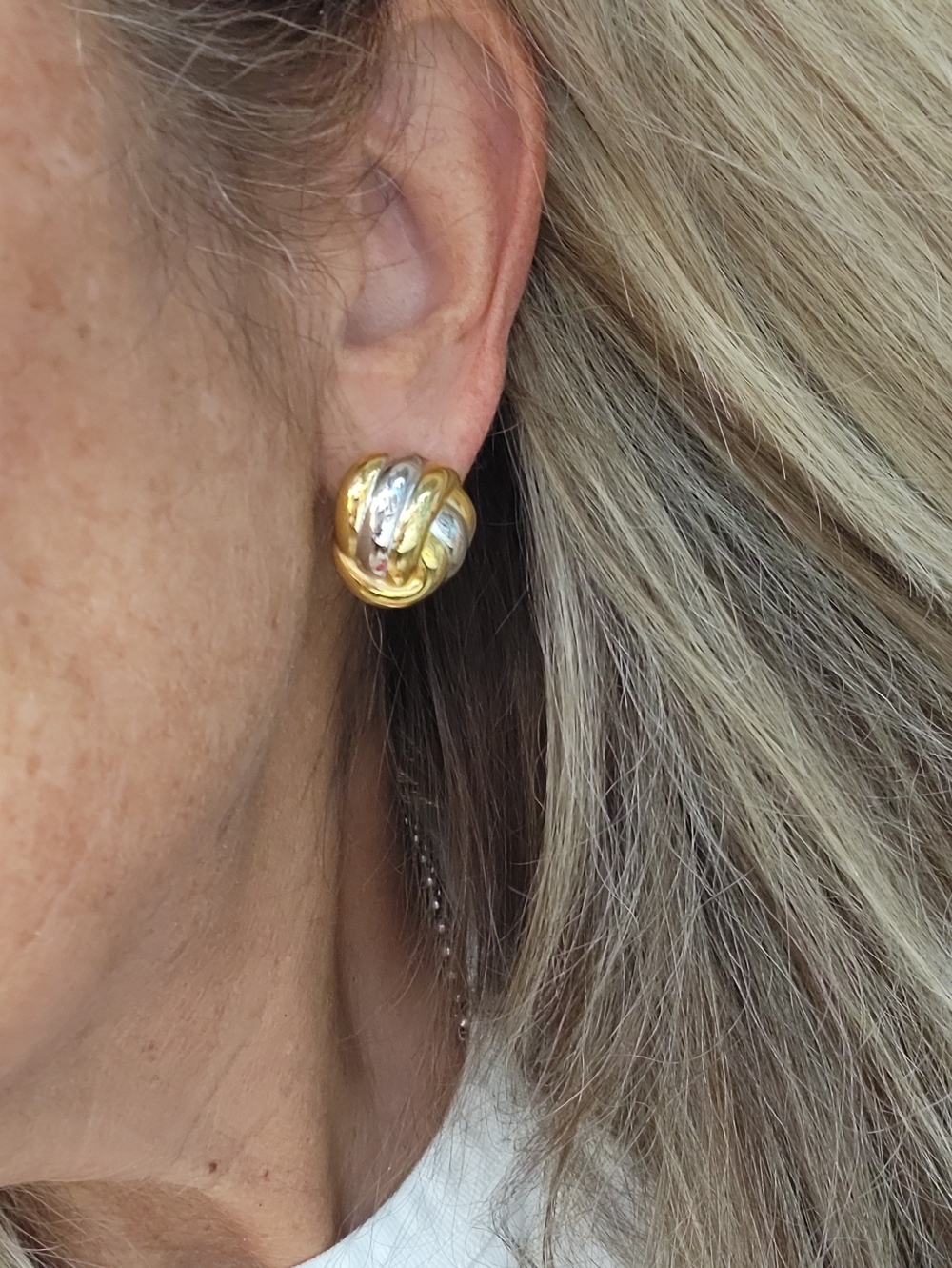 Vintage Two-Tone Gold & Silver Knot Post Earrings